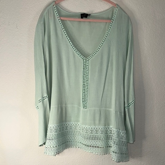Mint Green V-Neck Women's Tunic - Picture 1 of 5
